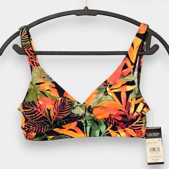 LAUREN RALPH LAUREN Midnight Tropical Surplice Underwire Padded Bikini Top 4 NWT - Picture 3 of 9